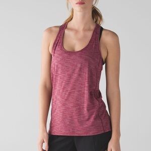Lululemon Hotwave Tank Red Heathered Rosewood Racerback Luon Top W1NFJS EUC Sz 8